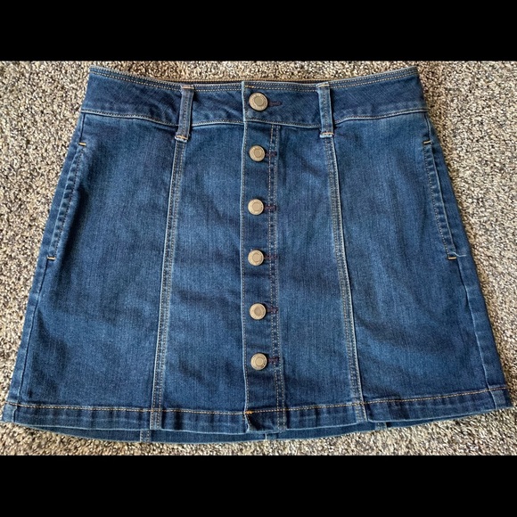 American Eagle Stretch Button Down Denim Skirt Size 4 - Picture 1 of 6